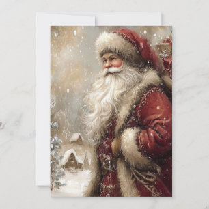Santa Claus im Dorf Frohe Feiertage Gefaltet Karte