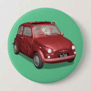 Santa Claus im Fiat 500 Button