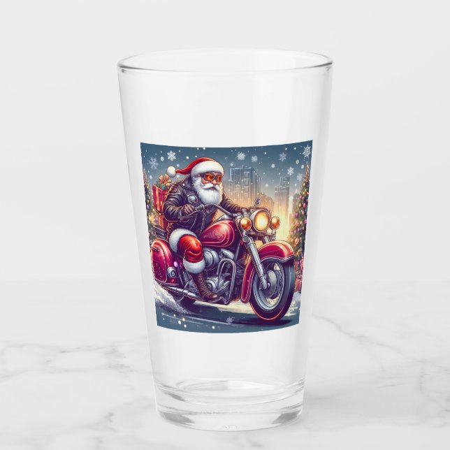 Santa Claus im Motormodus Glas (Vorderseite)
