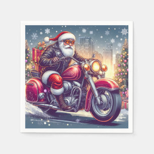Santa Claus im Motormodus Serviette