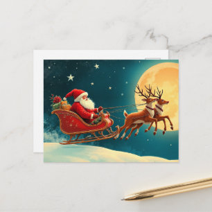 Santa Claus im Schlitten Feiertagspostkarte