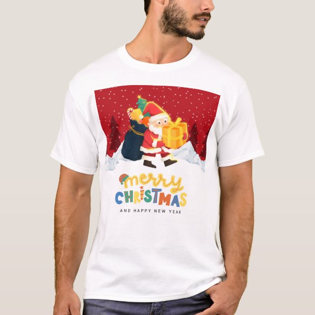 Santa Claus in a Magical Winter Wonderland — Merry T-Shirt (Vorderseite)