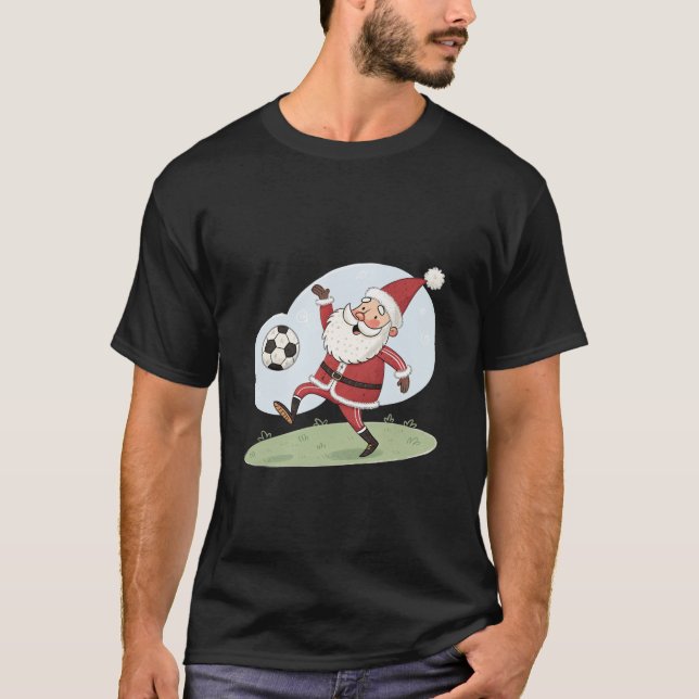 Santa Claus in Action: Playing Christmas Soccer T-Shirt (Vorderseite)