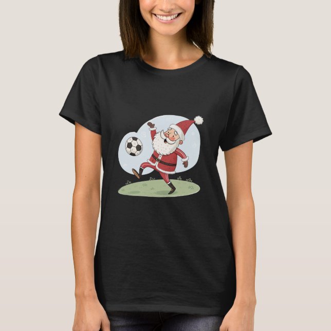 Santa Claus in Action: Playing Christmas Soccer T-Shirt (Vorderseite)