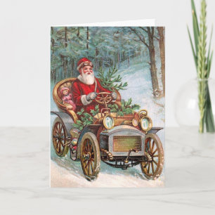 Santa Claus in Automobile Feiertagskarte