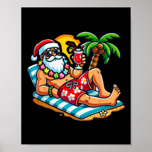 Santa Claus in Badehose Weihnachten im Juli am Str Poster