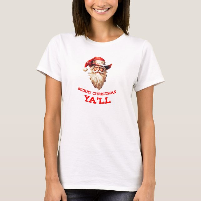 SANTA CLAUS in einem COWBOY HAT fröhliche Weihnach T-Shirt (Vorderseite)