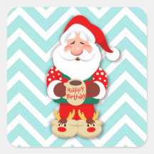 Santa Claus in red pajamas holding a mug