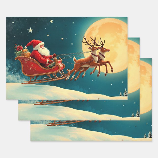 Santa Claus in Sleigh Geschenkpapier Set (Set)