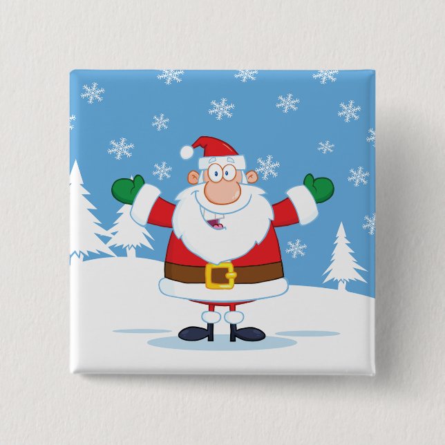 Santa Claus in Snowy Winter Scene Button (Vorderseite)