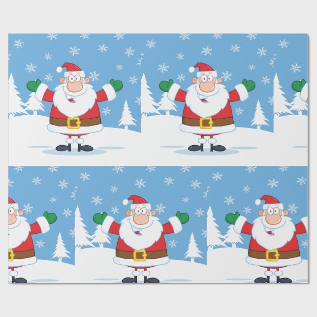 Santa Claus in Snowy Winter Scene Geschenkpapier (Flach)