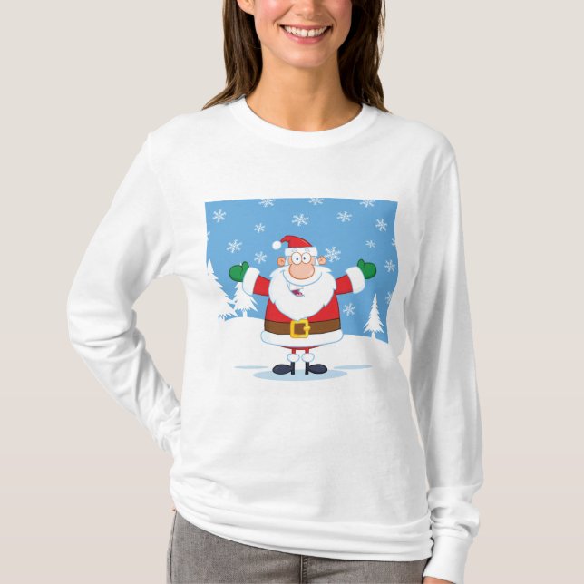 Santa Claus in Snowy Winter Scene T-Shirt (Vorderseite)