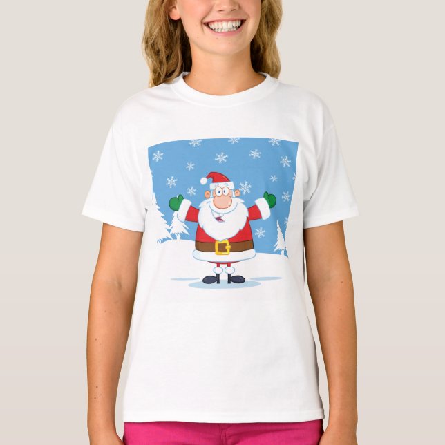 Santa Claus in Snowy Winter Scene T-Shirt (Vorderseite)