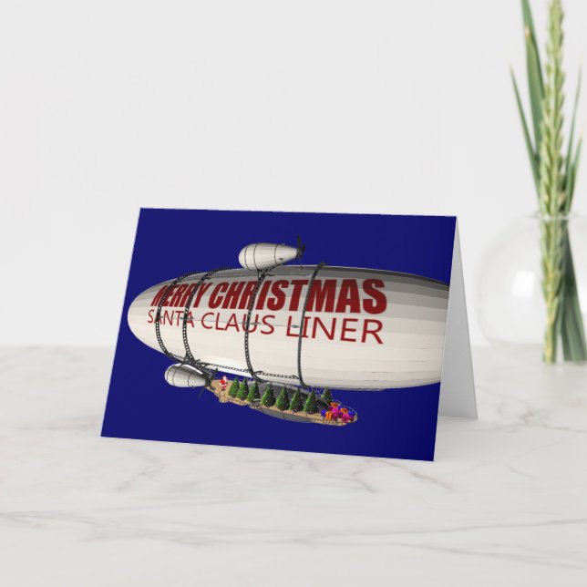Santa Claus in Zeppelin Feiertagskarte (Vorderseite)