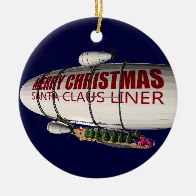 Santa Claus in Zeppelin Keramik Ornament (Vorne)
