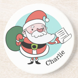 Santa Claus individuelle Name Sandstone Untersetze Getränkeuntersetzer