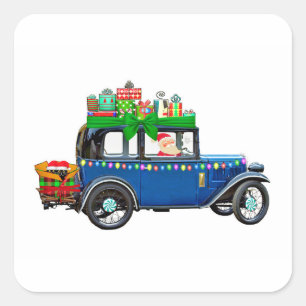 Santa Claus Jalopy Quadratischer Aufkleber