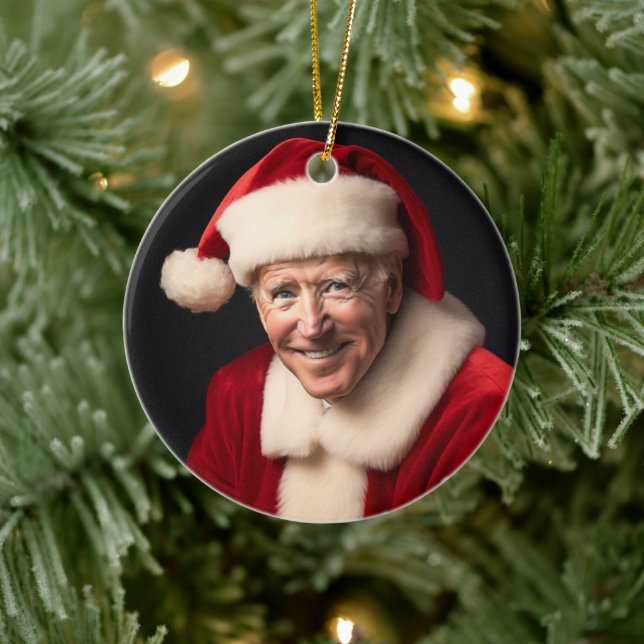 Santa Claus Joe Biden Keramik Ornament (Baum)