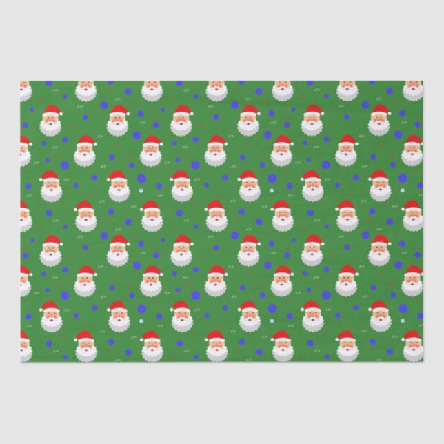 Santa Claus Joy Christmas Green Red Holiday Seidenpapier (Vorderseite)