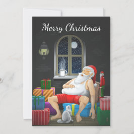 Santa Claus Kaffeezeit Feiertagskarte