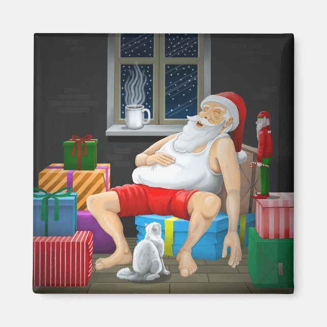 Santa Claus Kaffeezeit Magnet (Vorne)