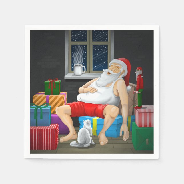 Santa Claus Kaffeezeit Serviette (Vorderseite)