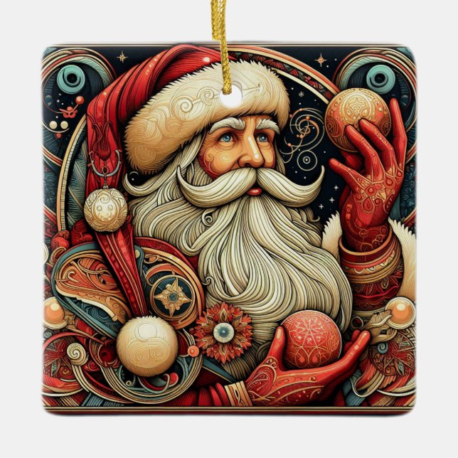 Santa Claus Keramikornament (Vorderseite)