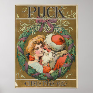 Santa Claus Kissing Momma 1905 Poster