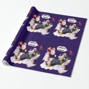 SANTA CLAUS, KLEINE ANGEL & MERLIN Weihnachtsgebäc Geschenkpapier
