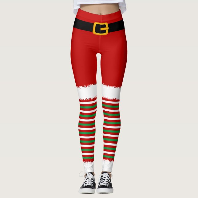 Santa Claus Kostume Weihnachten Leggings (Vorderseite)
