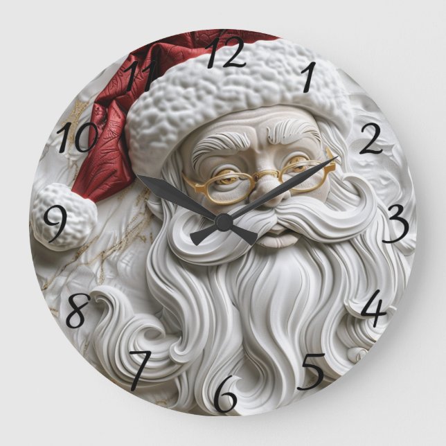 Santa Claus Kunst Große Wanduhr (Vorderseite)