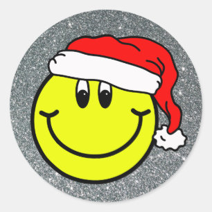 Santa Claus lächelt Emoji Round Sticker ins Gesich