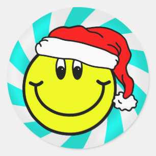 Santa Claus lächelt Emoji Round Sticker ins Gesich