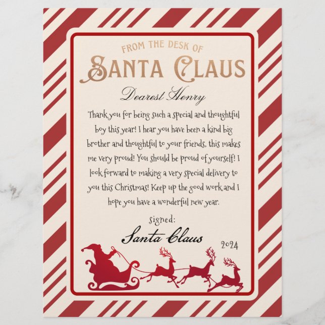 Santa Claus Letter Full Sled Printable (Vorderseite)