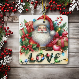 Santa Claus Liebe Lights Kinder Keramik Ornament