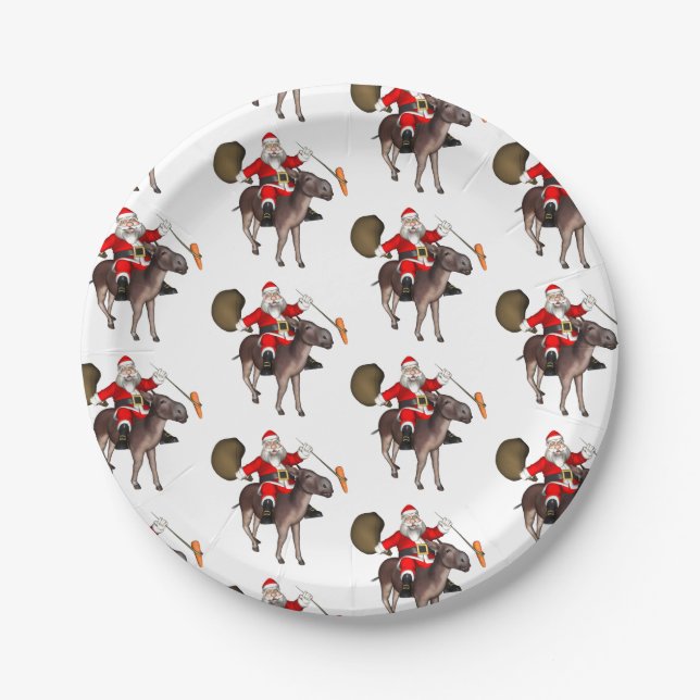 Santa Claus Lieben Donkeys Pappteller (Vorderseite)