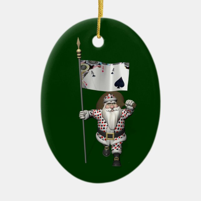 Santa Claus Lieben Poker spielen Keramik Ornament (Vorne)