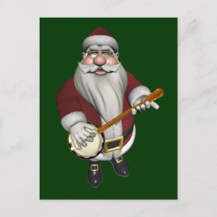 Santa Claus Lieben Sein Banjo Feiertagspostkarte