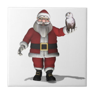 Santa Claus Lieben Snowy Owl Fliese