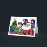 Santa Claus Lighting The Menorah - Xmas Chanukah Feiertagskarte<br><div class="desc">Merry Chrismanukah Grußkarte mit dem Weihnachtsmann auf der Vorderseite leuchten die Menorah</div>