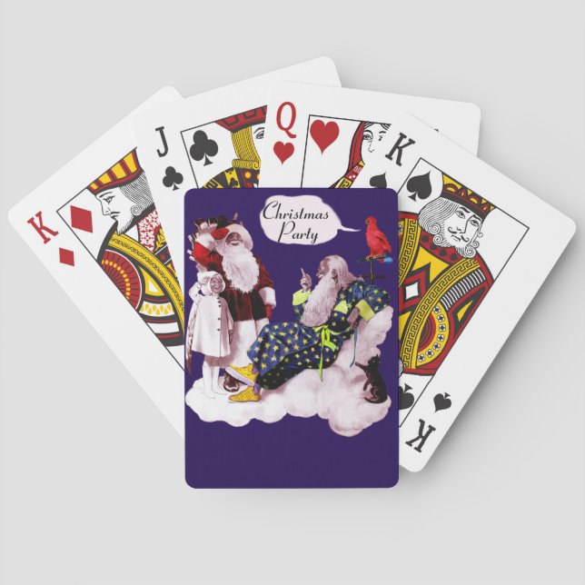 SANTA CLAUS , LITTLE ANGEL & MERLIN Weihnachtsgebä Spielkarten (Rückseite)