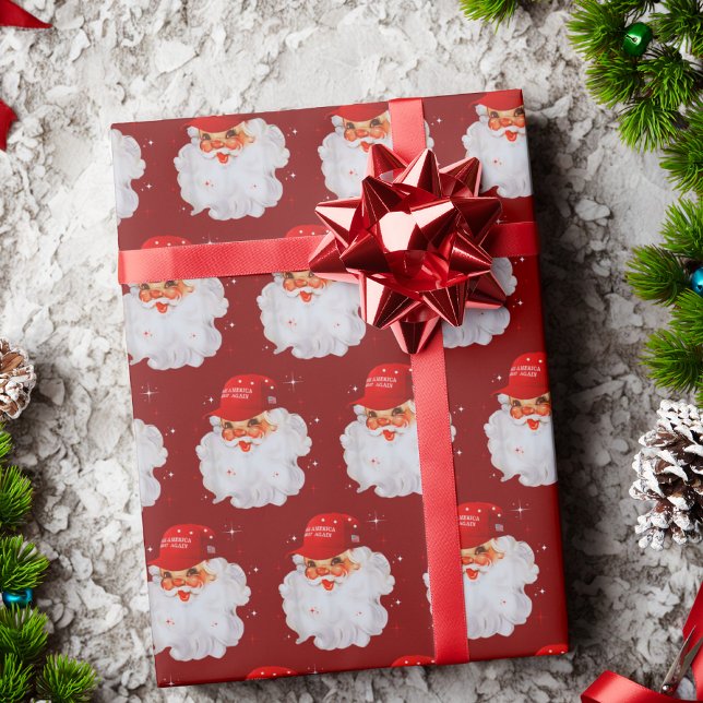 Santa Claus MAGA Hat | Weihnachtsgeschenk des Weih Geschenkpapier (Von Creator hochgeladen)