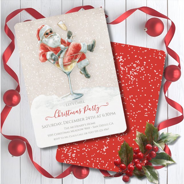 Santa Claus Martini Cocktail Weihnachts-Party Einladung (Von Creator hochgeladen)