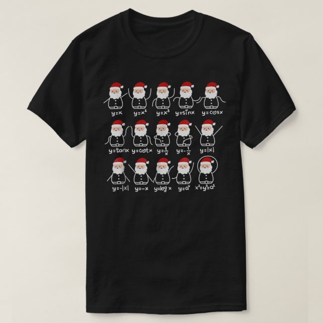 Santa Claus Math Strichmännchens Weihnachtsmatte T-Shirt (Design vorne)