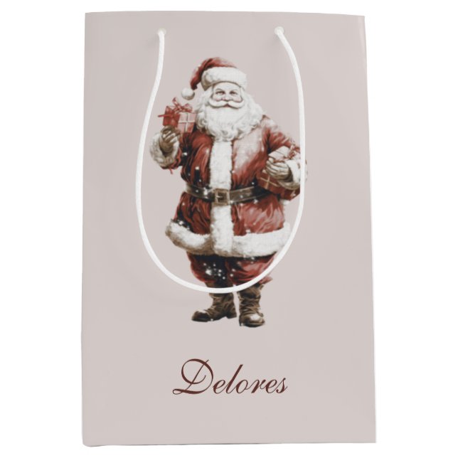 Santa Claus Medium Geschenktasche Mittlere Geschenktüte (Vorderseite)