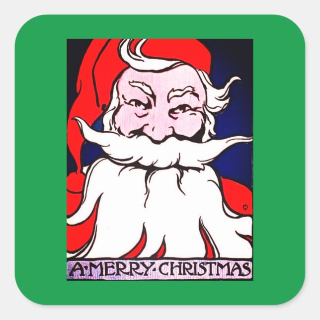 Santa Claus MERRY CHRISTMAS ART NOUVEAU STICKER (Vorderseite)