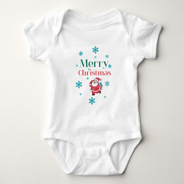 Santa Claus Merry Christmas Baby Strampler (Vorderseite)
