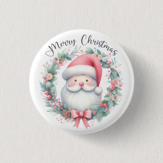 Santa Claus Merry Christmas Button (Vorderseite)