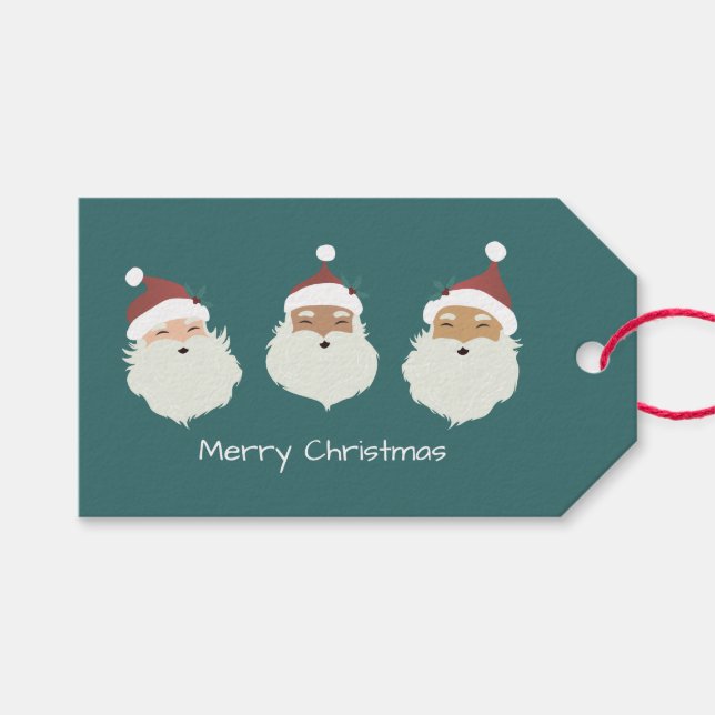 Santa Claus Merry Christmas Geschenkanhänger (Vorderseite (Horizontal))