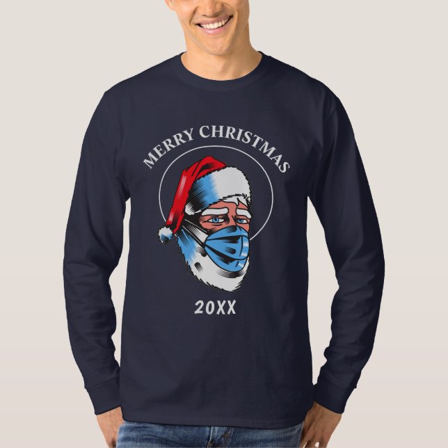 Santa Claus Merry Christmas Mask Spaß humerous T-Shirt (Vorderseite)